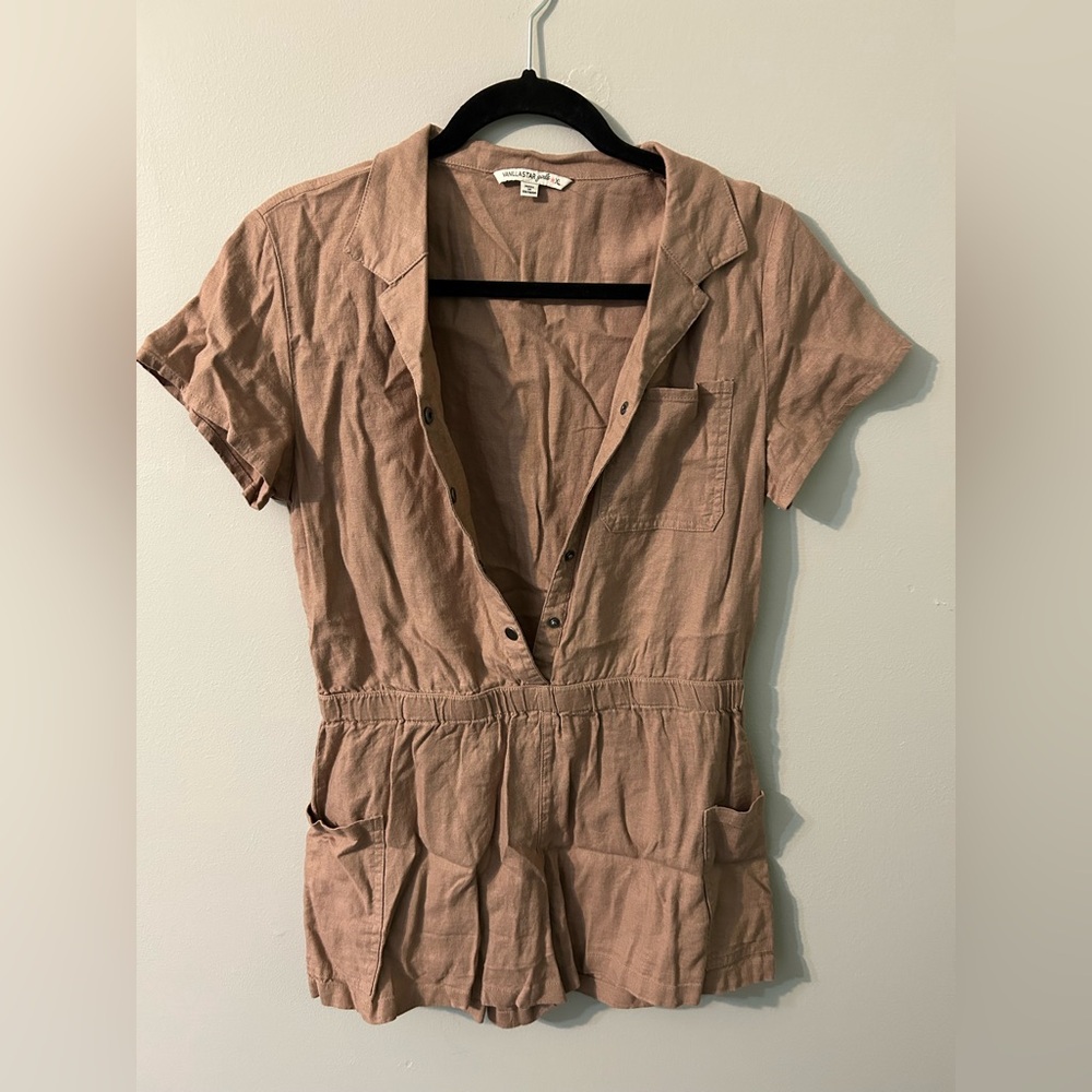 Women's Tan Button-Up Top